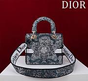 Dior Lady D-Lite Bag in Black Blue Toile De Jouy 36x27x16CM - 4