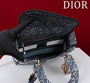 Dior Lady D-Lite Bag in Black Blue Toile De Jouy 36x27x16CM - 2