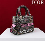 Dior Lady D-Lite Bag in Black Pink Toile De Jouy 36x27x16CM - 5