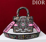 Dior Lady D-Lite Bag in Black Pink Toile De Jouy 36x27x16CM - 3