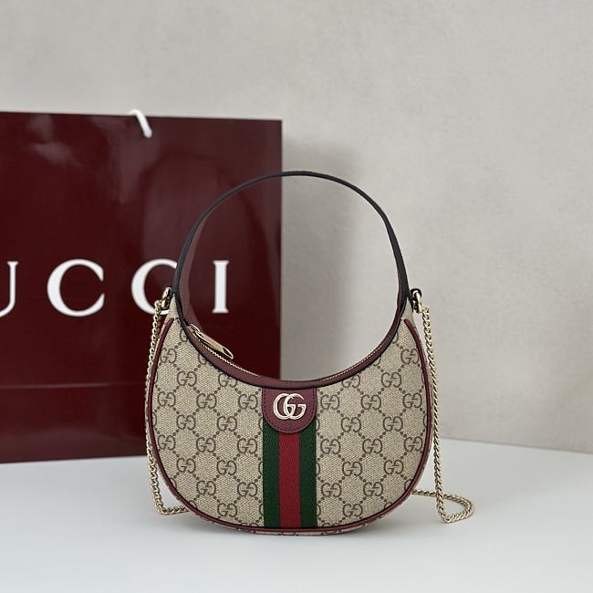 Gucci Ophidia Half-moon Bag in Beige Burgundy 20x14x4CM - 1