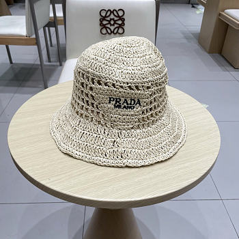 Prada Straw Hat Embroidered Logo P6420