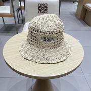 Prada Straw Hat Embroidered Logo P6420 - 3
