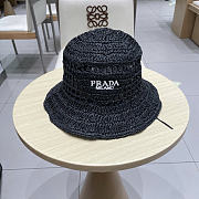 Prada Straw Hat Embroidered Logo P6421 - 1