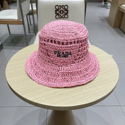 Prada Straw Hat Embroidered Logo P6422 - 4