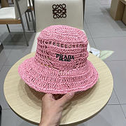 Prada Straw Hat Embroidered Logo P6422 - 3