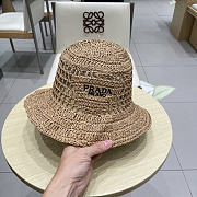 Prada Straw Hat Embroidered Logo P6423 - 4