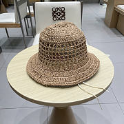 Prada Straw Hat Embroidered Logo P6423 - 3