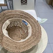 Prada Straw Hat Embroidered Logo P6423 - 2