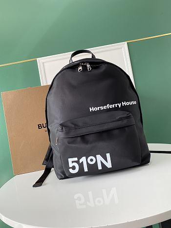 Burberry Horseferry And Logo Backpack Black Size 30x14x42CM