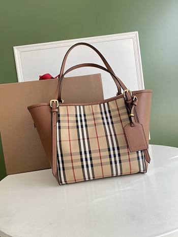 Burberry Striped Tote Brown Bag Size 28x26CM
