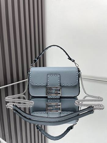 Fendi Baguette Mini Cuoio Romano Blue 20x5x13cm