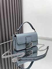 Fendi Baguette Mini Cuoio Romano Blue 20x5x13cm - 6