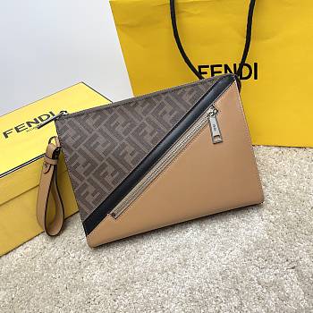 Fendi Brown Cowhide Clutch Size 28x4x20cm