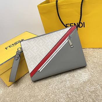 Fendi Grey Cowhide Clutch Size 28x4x20cm