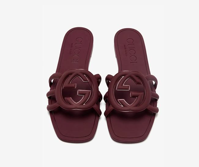 Gucci Interlocking G Slide Sandal Burgundy - 1
