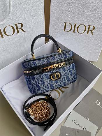 Dior Caro Vanity Denim Blue Bag Size 16x8x9CM