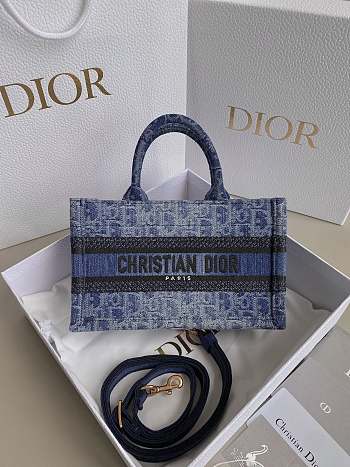 Dior Book Tote Denim Blue Bag Size 21x7x13CM