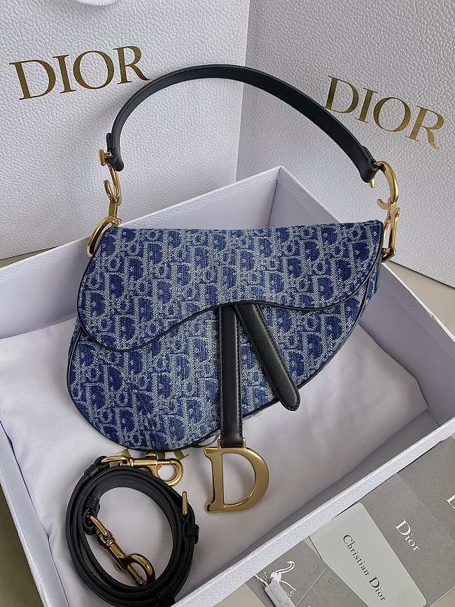 Dior Saddle Denim Blue Bag Size 24x6x18CM - 1