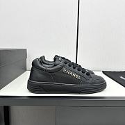Chanel Black Leather Low Top Sneakers - 5