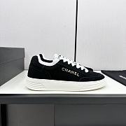 Chanel Black White Leather Low Top Sneakers - 4