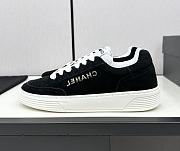 Chanel Black White Leather Low Top Sneakers - 2