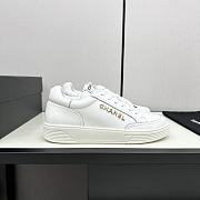 Chanel White Leather Low Top Sneakers - 6