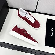 Chanel Red Leather Low Top Sneakers - 5
