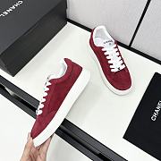 Chanel Red Leather Low Top Sneakers - 3