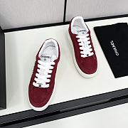 Chanel Red Leather Low Top Sneakers - 2