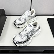 Chanel Fabric & Laminated White & Silver Sneakers  - 4