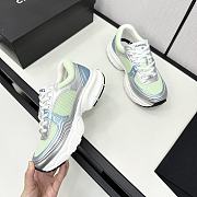 Chanel Fabric & Laminated Green & Silver Sneakers  - 3