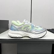 Chanel Fabric & Laminated Green & Silver Sneakers  - 5