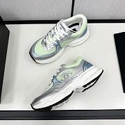 Chanel Fabric & Laminated Green & Silver Sneakers  - 6