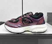 Chanel Fabric & Laminated Purple & Silver Sneakers  - 1