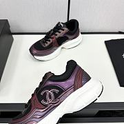 Chanel Fabric & Laminated Purple & Silver Sneakers  - 6