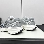 Chanel Fabric & Laminated Grey & Silver Sneakers  - 2