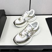 Chanel Fabric & Laminated White & Gold Sneakers  - 5