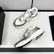 Chanel Fabric & Laminated White & Gold Sneakers  - 4