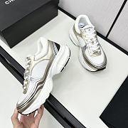 Chanel Fabric & Laminated White & Gold Sneakers  - 2