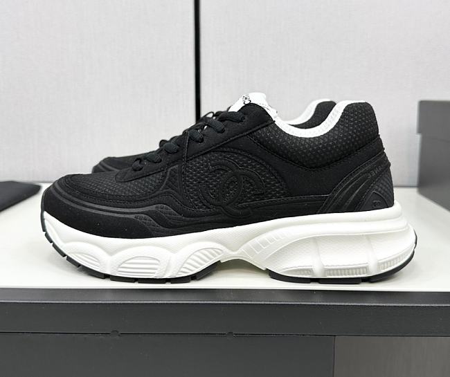 Chanel White Black Low Top Sneakers - 1