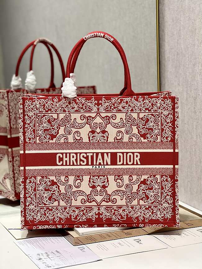 Dior Book Tote Bag Red Size 42x35x18CM - 1