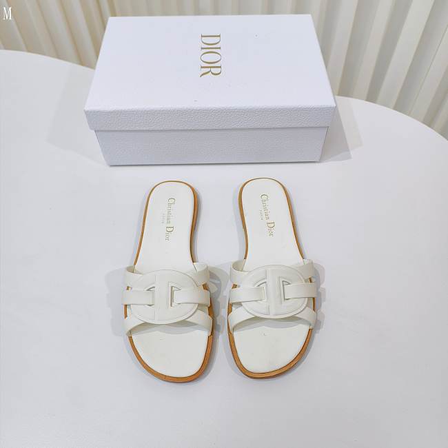 Dior Dway Slide White Leather D5647-03 - 1