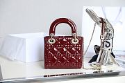 Dior Lady Burgundy Bag Size 17x15x7CM - 5