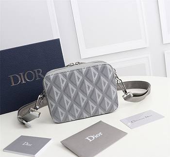 Dior Coated Bag Canvas Gray Size 17x12x5cm