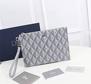 Dior A5 Pouch Diamond Bag Canvas Gray Size 27x18cm - 1