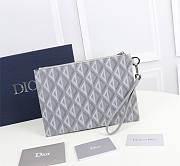 Dior A5 Pouch Diamond Bag Canvas Gray Size 27x18cm - 3