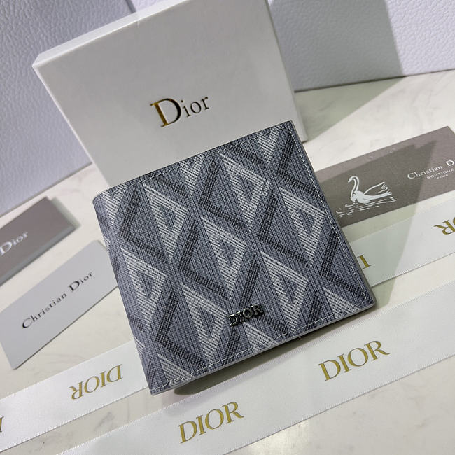 Dior Vertical Bifold Wallet Canvas Gray - 1