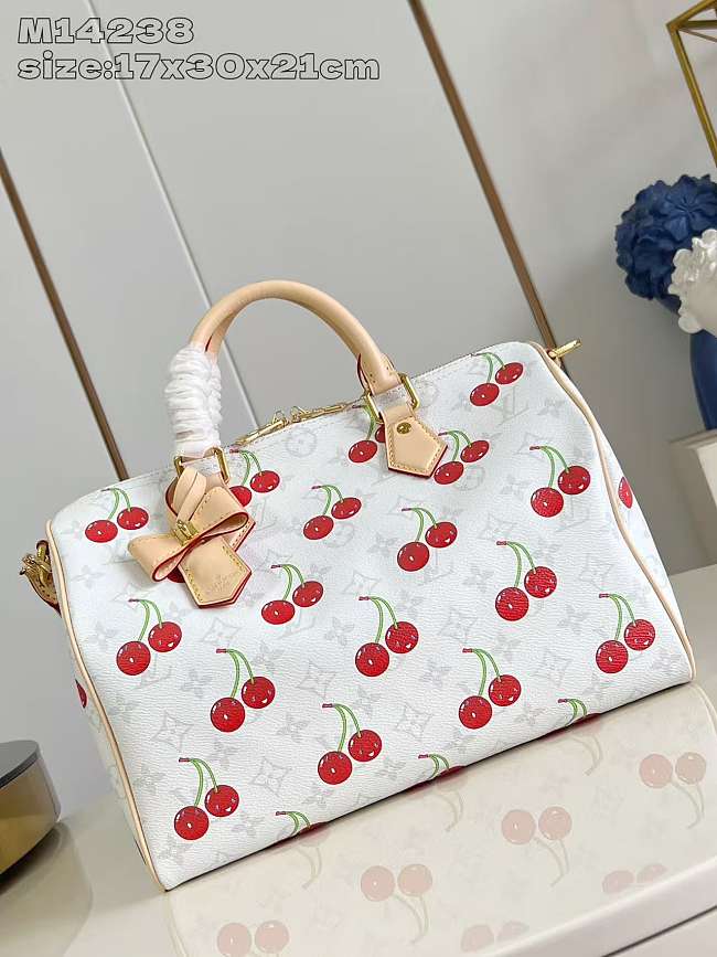 LV Speedy Soft 30 x TM Bag White Cherry Size 30x21x17CM - 1