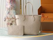 LV Leather Neverfull MM Beige Bag Size 32x15x29CM - 3